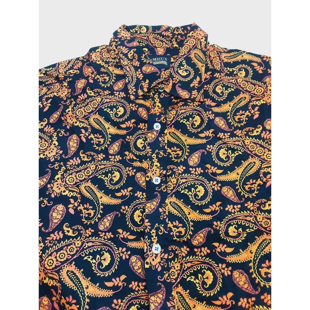 CREMIEUX PREMIUM DENIM Shirt 2XB Multicolor Paisley Long Sleeve Button